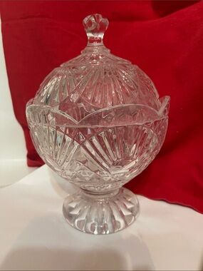 Shannon Crystal Glass Heavy Lidded Candy Dish